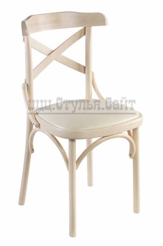 Венский мягкий выбеленный стул с крестом (кз кремовый) 842605 фото 2